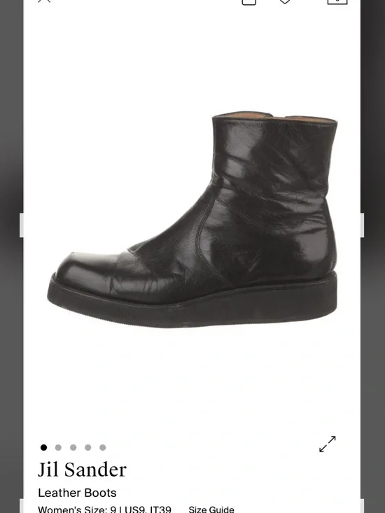 Jil Sander Black Leather Square Toe Platform Ankle Boots 39 - Picture 8 of 9